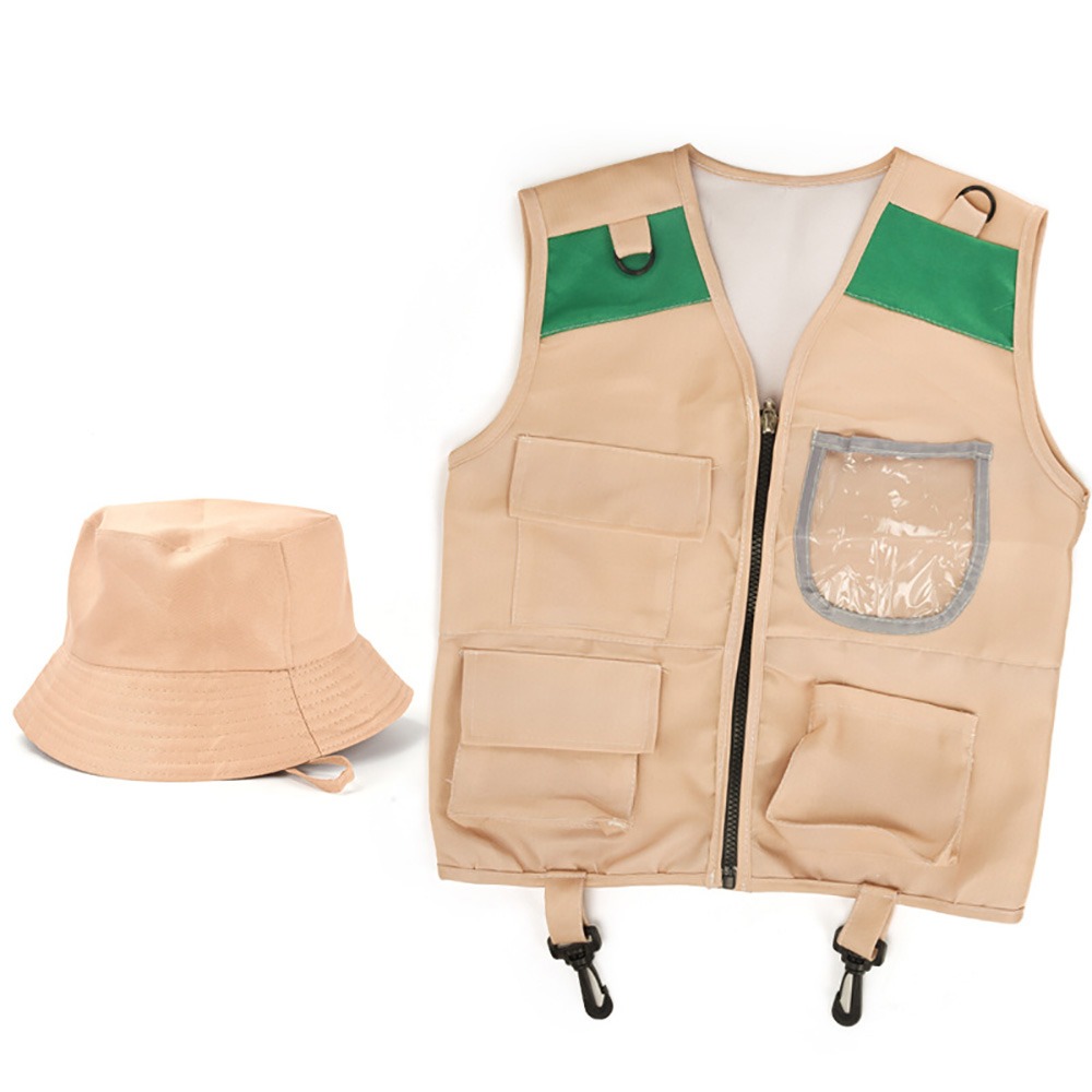 Kids Outdoor Adventure Kit - Çok Renkli Kaşif Şapkası Yelek Giydirme