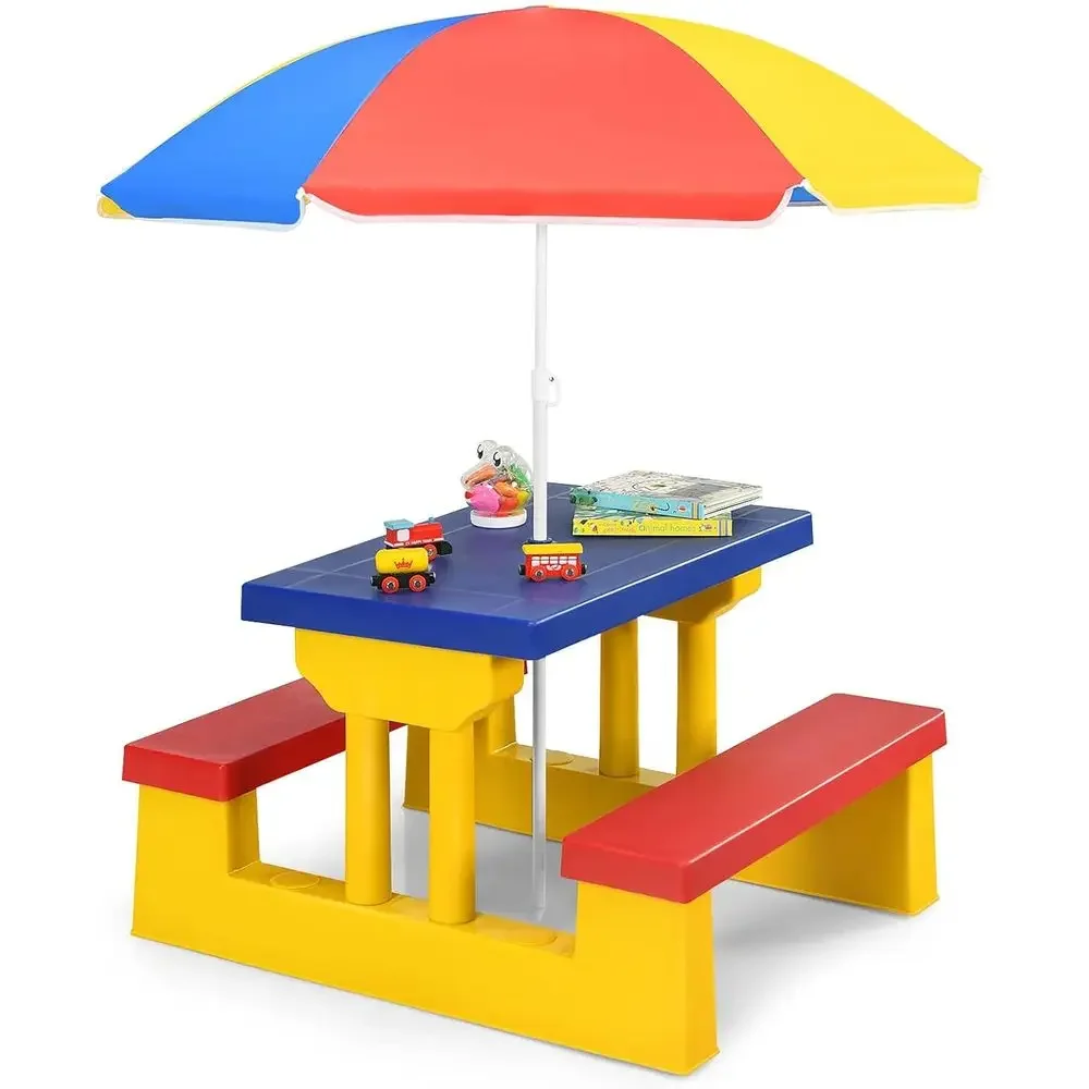 Kids Outdoor Bench With Umbrella - Çok Renkli Açık Hava Çocuk Piknik