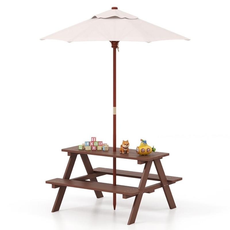 Kids Outdoor Bench With Umbrella - Açık Hava 4 Kişilik Çocuk Piknik