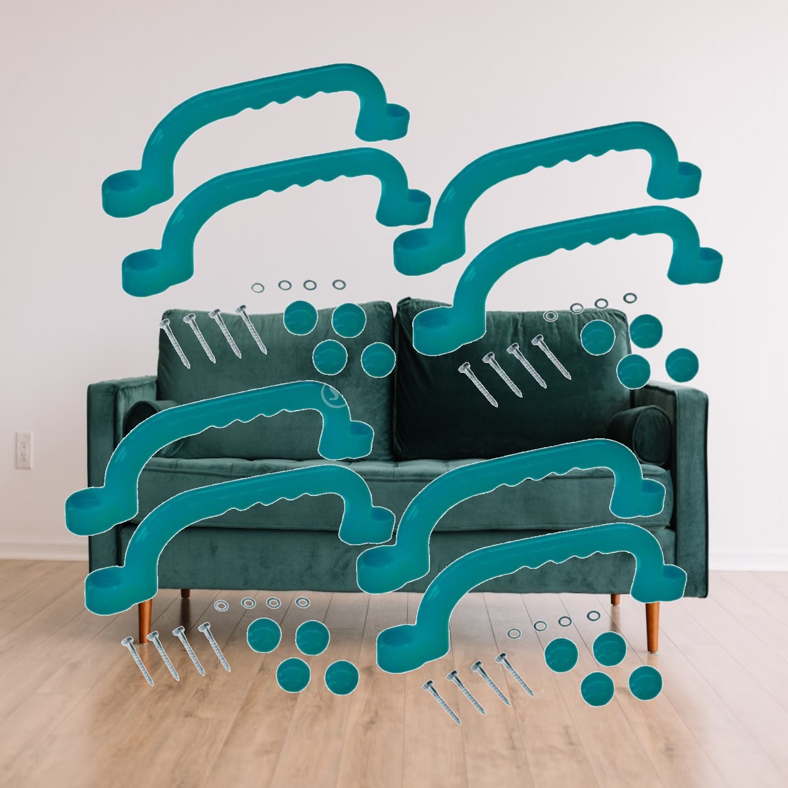 Kids Outdoor House Accessories - 8 Parça Tırmanma Kulp Seti Açık