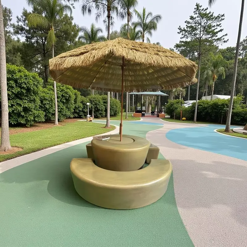 Kids Outdoor Bench With Umbrella - Modern Dış Mekan Yuvarlak Masa ve