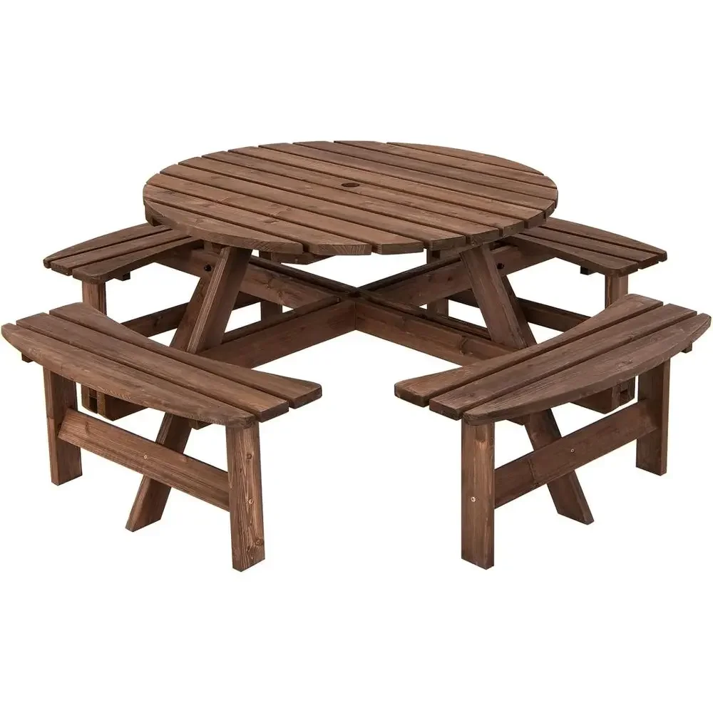 Kids Outdoor Bench With Umbrella - Ahşap Banklı Piknik Masası Seti, 4