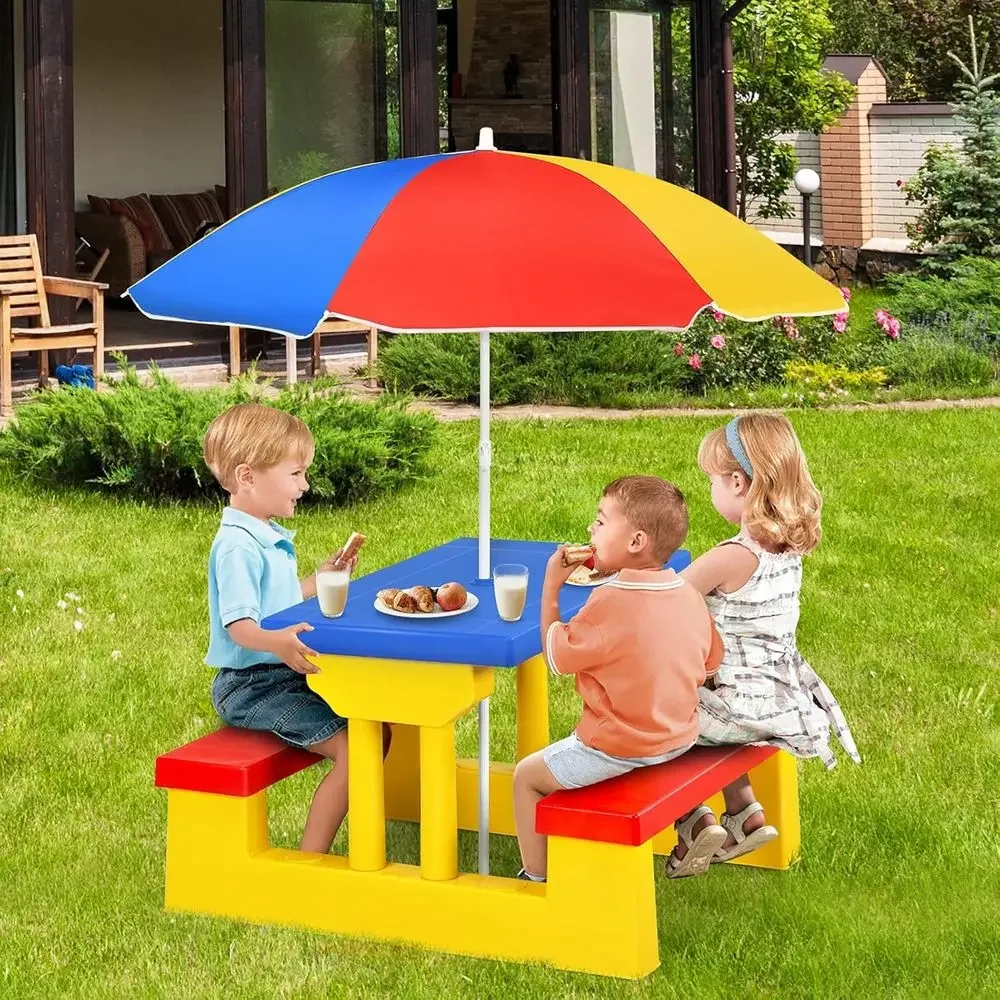 Çok Renkli Açık Hava Çocuk Pik - Kids Outdoor Bench With Umbrella incelemesi ve fiyatı