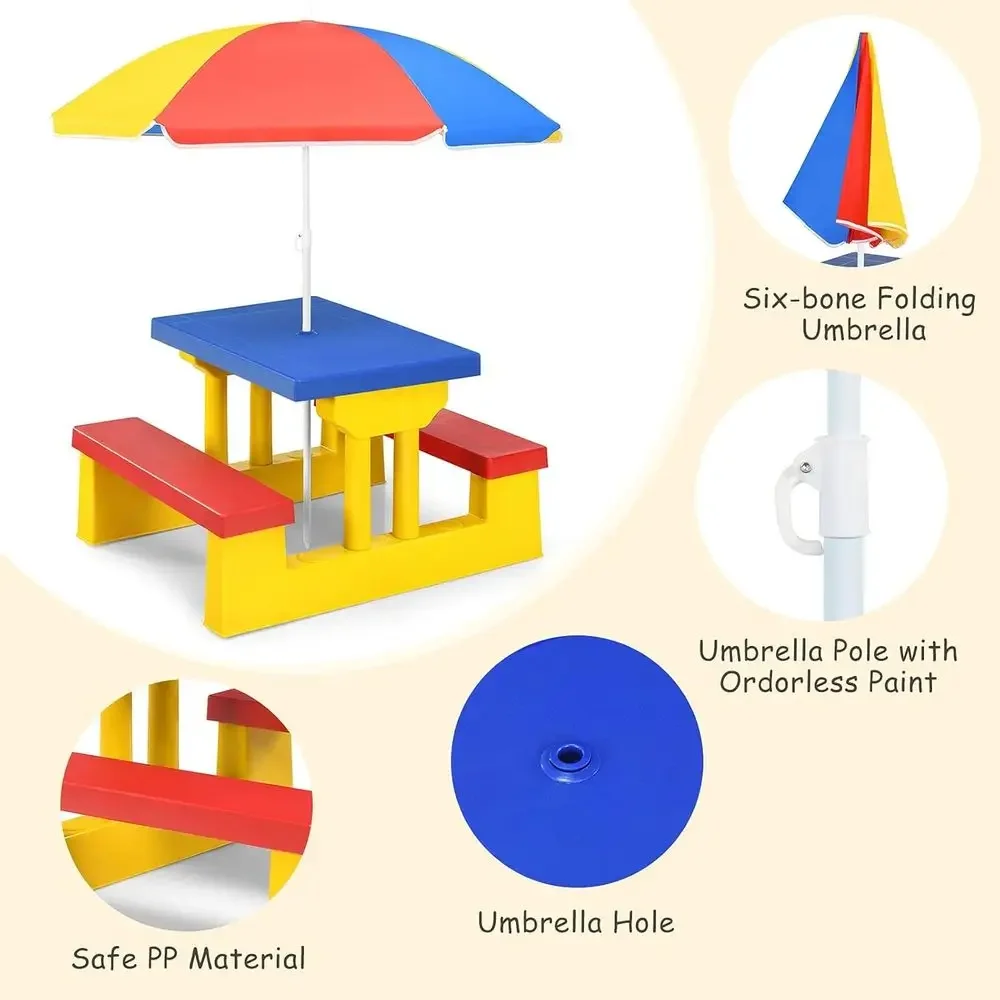 Çok Renkli Açık Hava Çocuk Pik - Kids Outdoor Bench With Umbrella incelemesi ve fiyatı