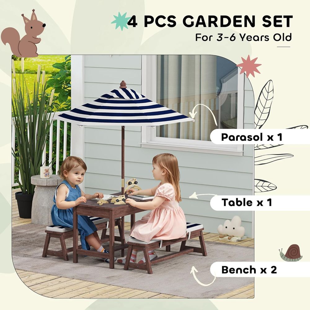 Qaba Çocuk Piknik Masası, Dış  - Kids Outdoor Bench With Umbrella incelemesi ve fiyatı