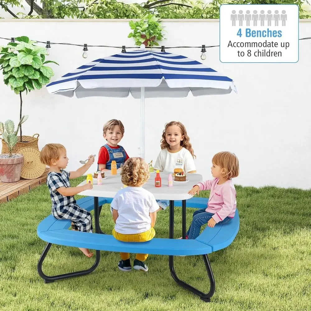 8 Kişilik Çocuk Piknik Masası, - Kids Outdoor Bench With Umbrella incelemesi ve fiyatı