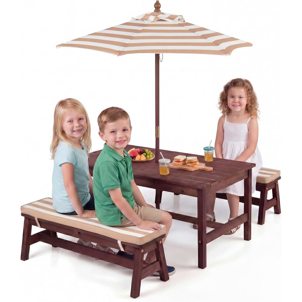 Çocuk Piknik Masası, Büyük 42“ - Kids Outdoor Bench With Umbrella incelemesi ve fiyatı