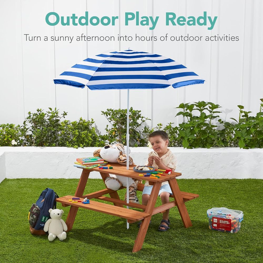 Ahşap Çocuk Piknik Masası, Şem - Kids Outdoor Bench With Umbrella incelemesi ve fiyatı