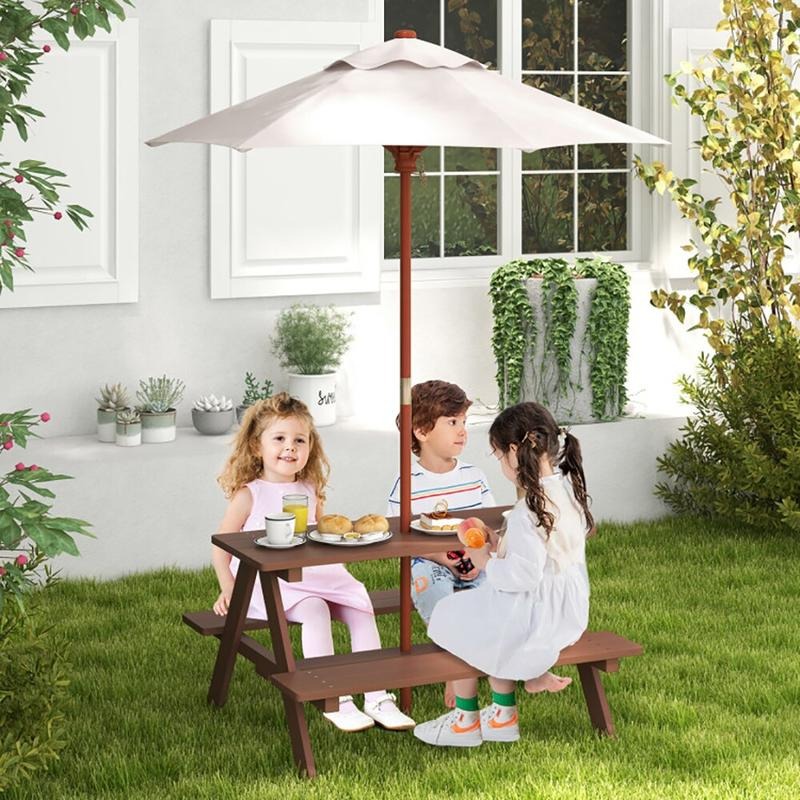 Açık Hava 4 Kişilik Çocuk Pikn - Kids Outdoor Bench With Umbrella incelemesi ve fiyatı