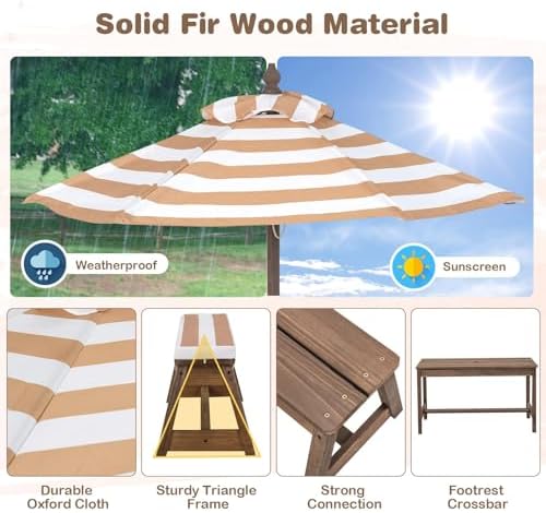 Çocuk Piknik Masası, Çıkarılab - Kids Outdoor Bench With Umbrella incelemesi ve fiyatı