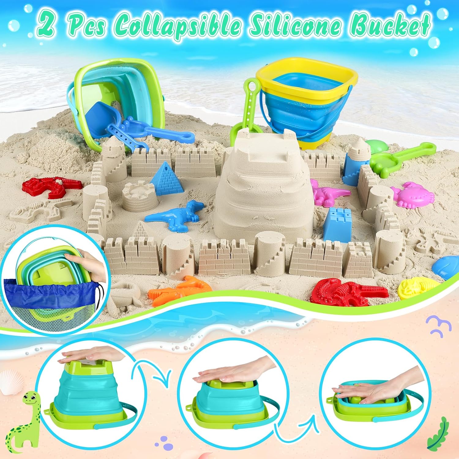 Plaj Kum Oyuncakları, 2 Dinozo - Kids Outdoor Dump Truck incelemesi ve fiyatı