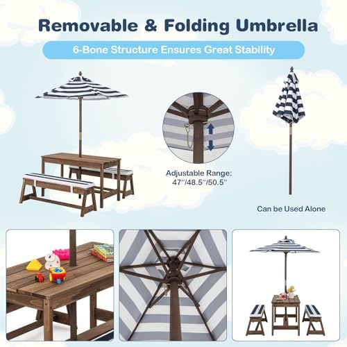Çocuk Piknik Masası, Dış Mekan - Kids Outdoor Bench With Umbrella incelemesi ve fiyatı