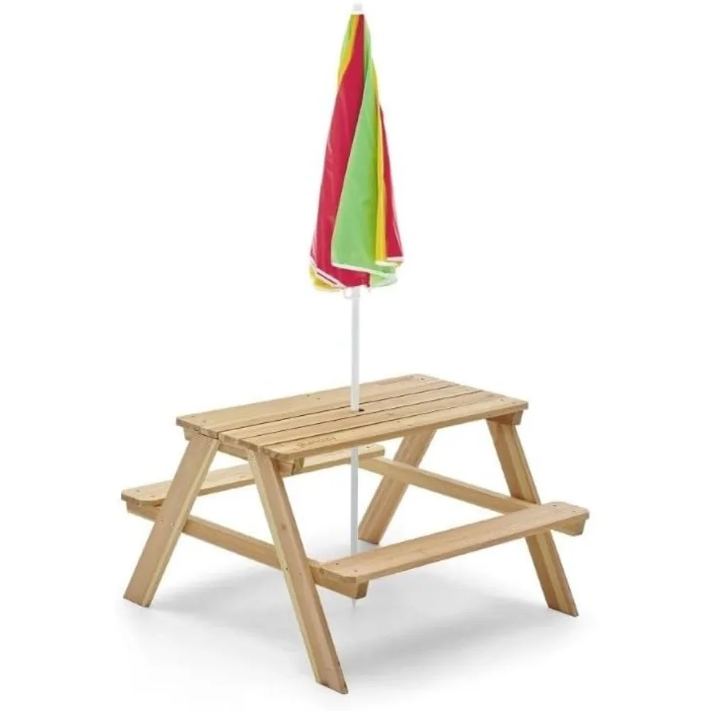 Ahşap Çocuk Piknik Masası Açık - Kids Outdoor Bench With Umbrella incelemesi ve fiyatı