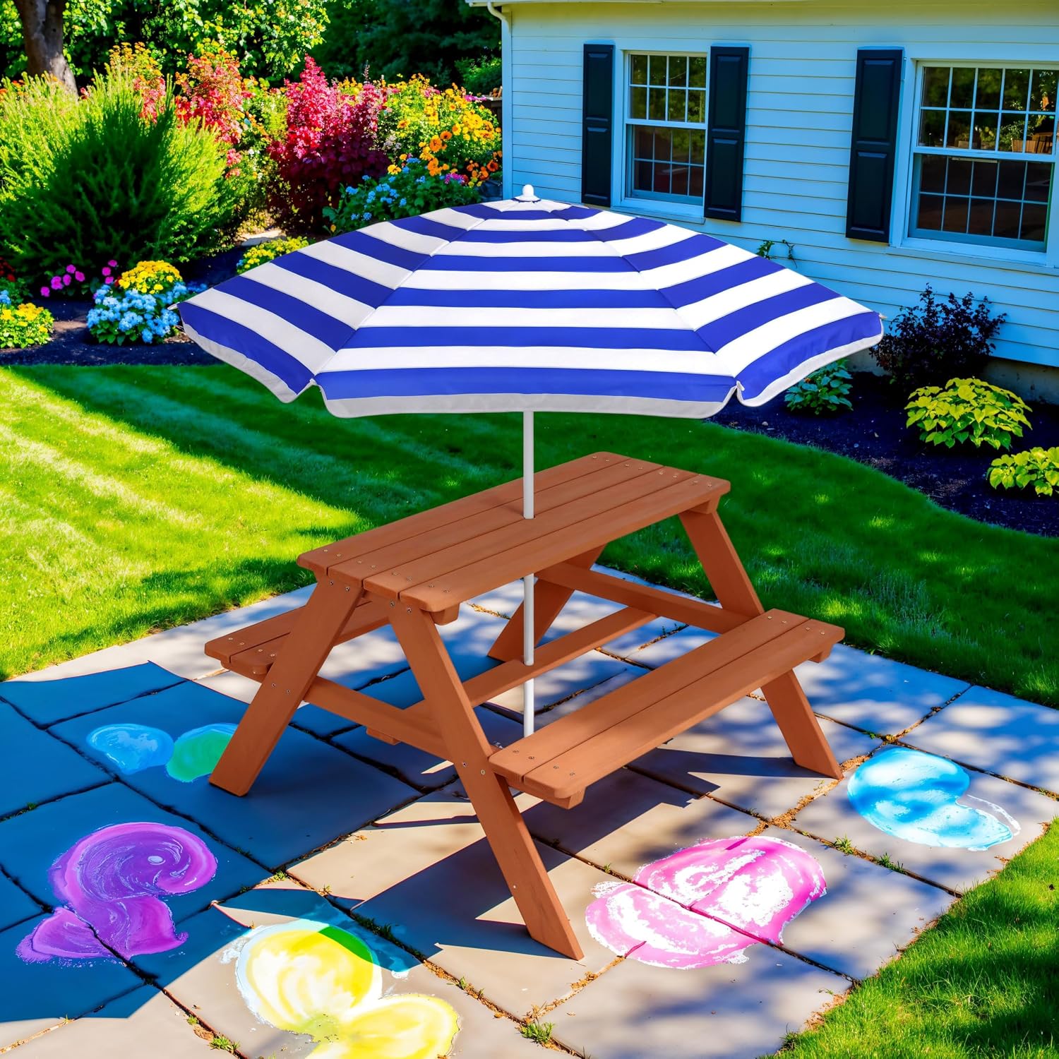 Ahşap Çocuk Piknik Masası ve Ş - Kids Outdoor Bench With Umbrella incelemesi ve fiyatı