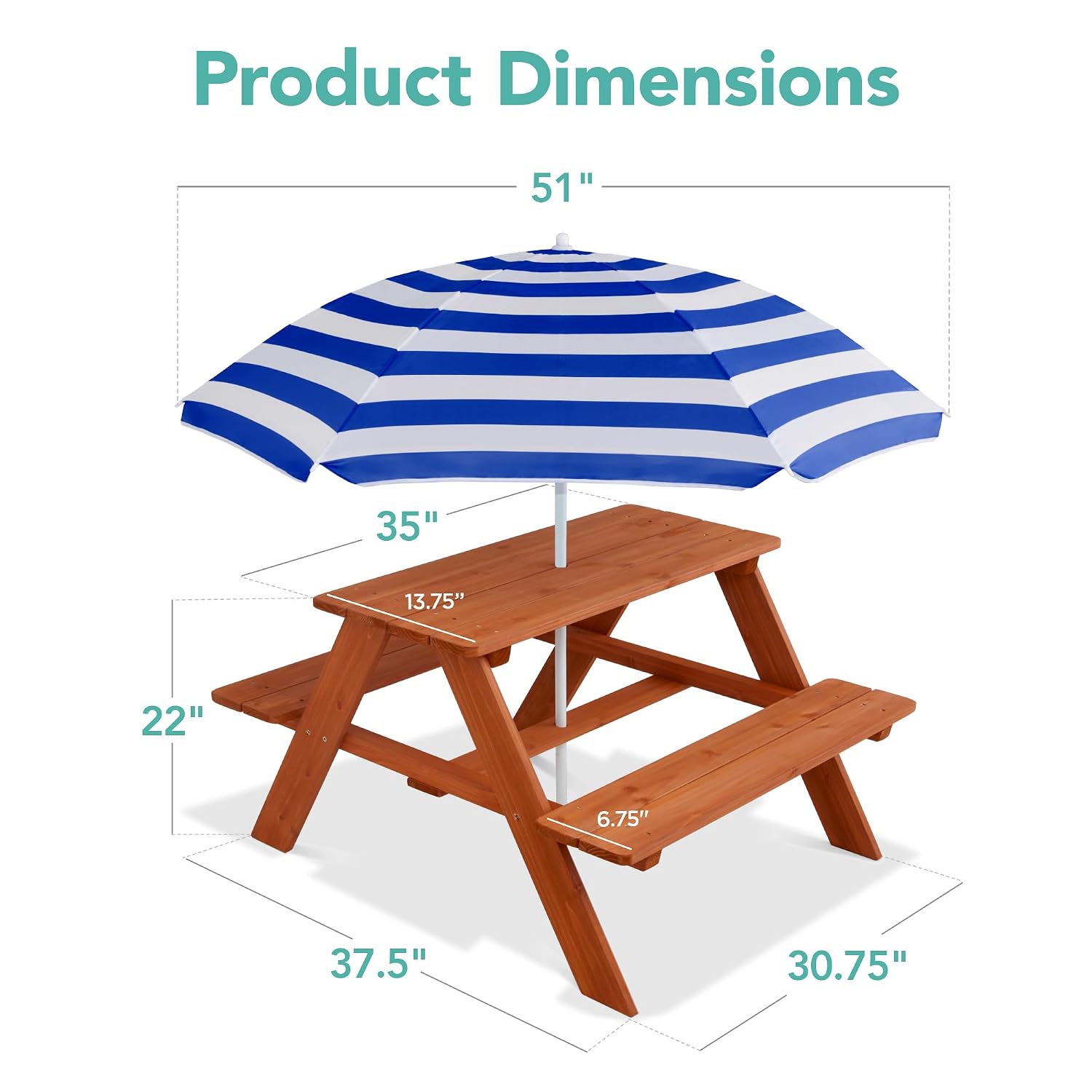 Ahşap Çocuk Piknik Masası ve Ş - Kids Outdoor Bench With Umbrella incelemesi ve fiyatı