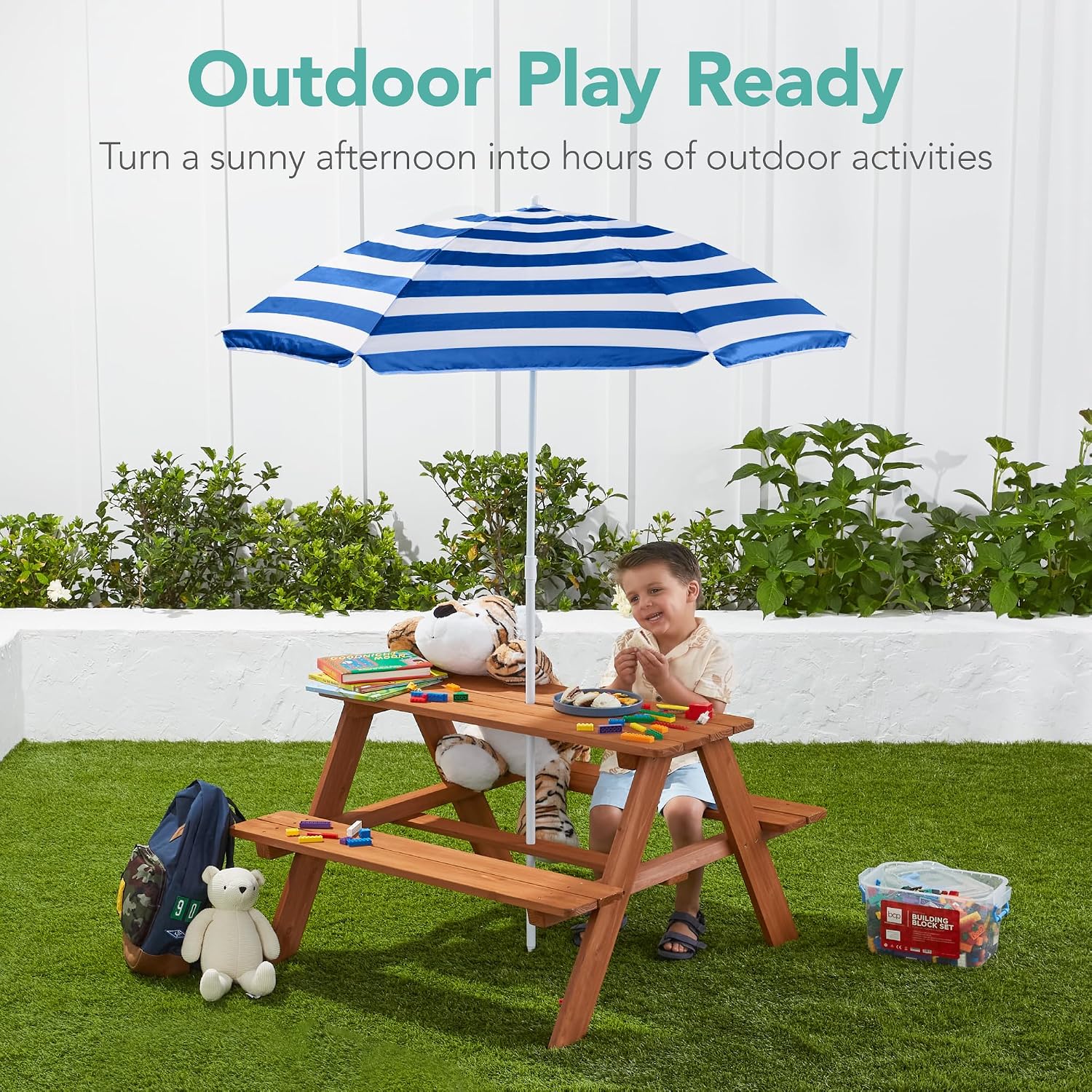 Ahşap Çocuk Piknik Masası ve Ş - Kids Outdoor Bench With Umbrella incelemesi ve fiyatı