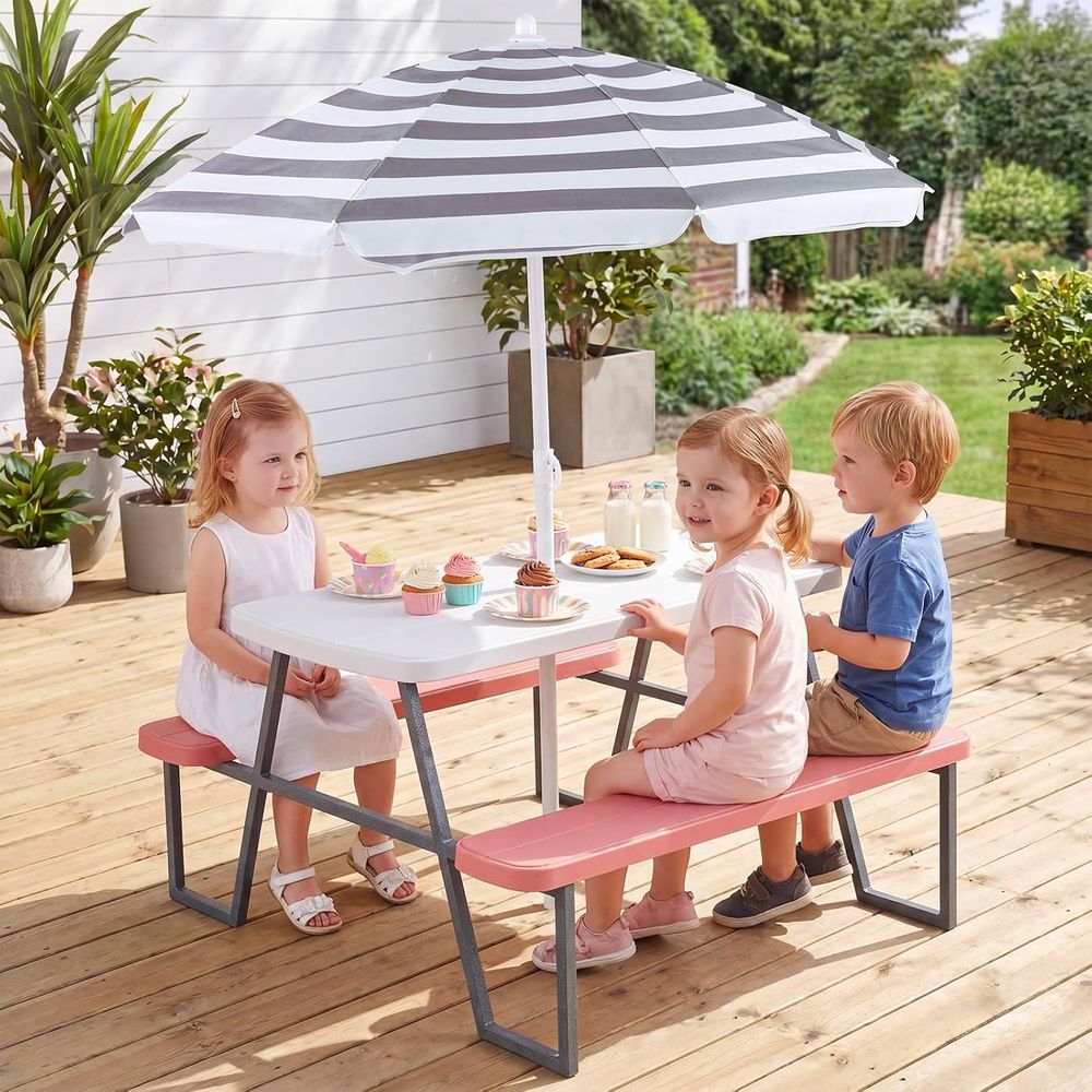Çocuk Piknik Masası, Çıkarılab - Kids Outdoor Bench With Umbrella incelemesi ve fiyatı