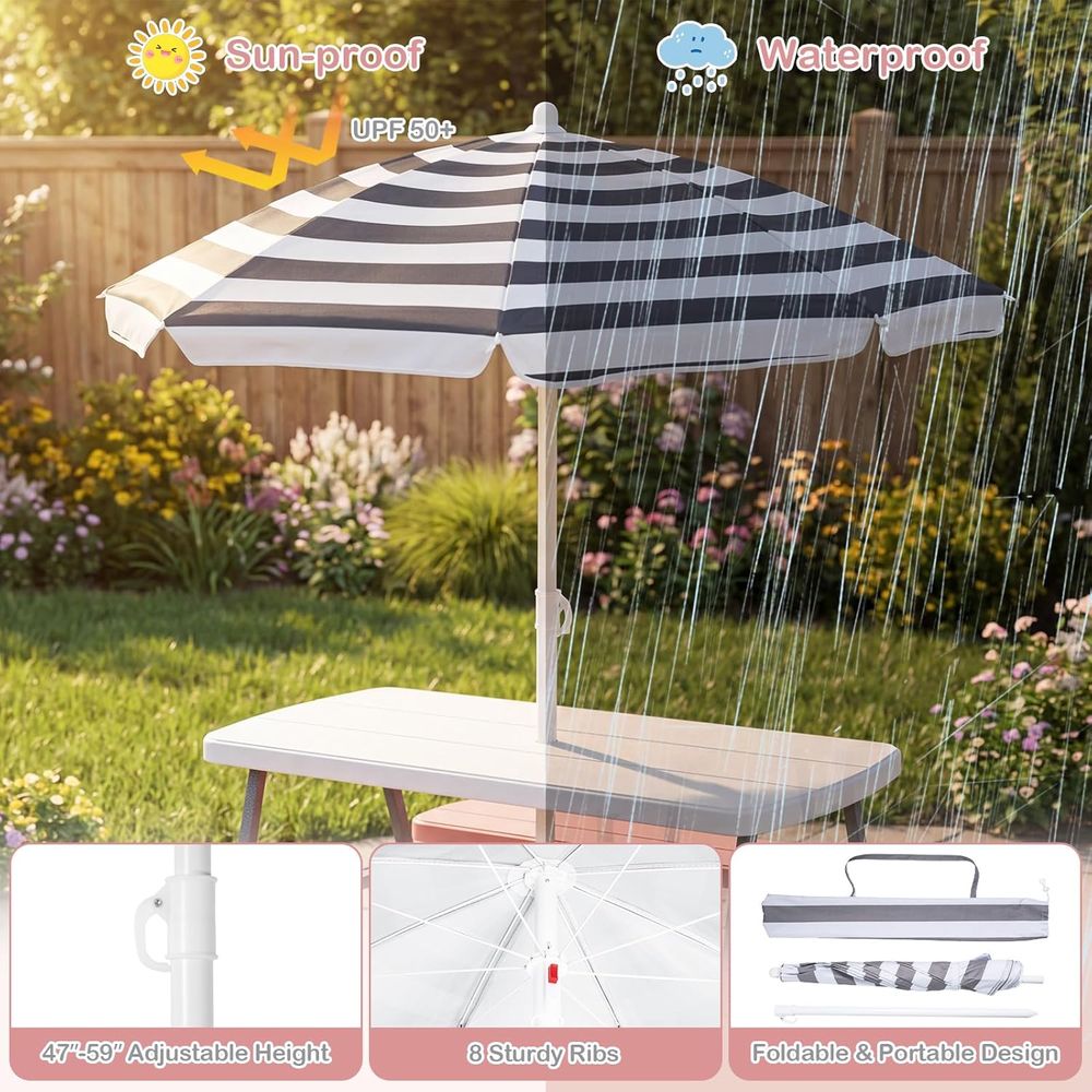 Çocuk Piknik Masası, Çıkarılab - Kids Outdoor Bench With Umbrella incelemesi ve fiyatı